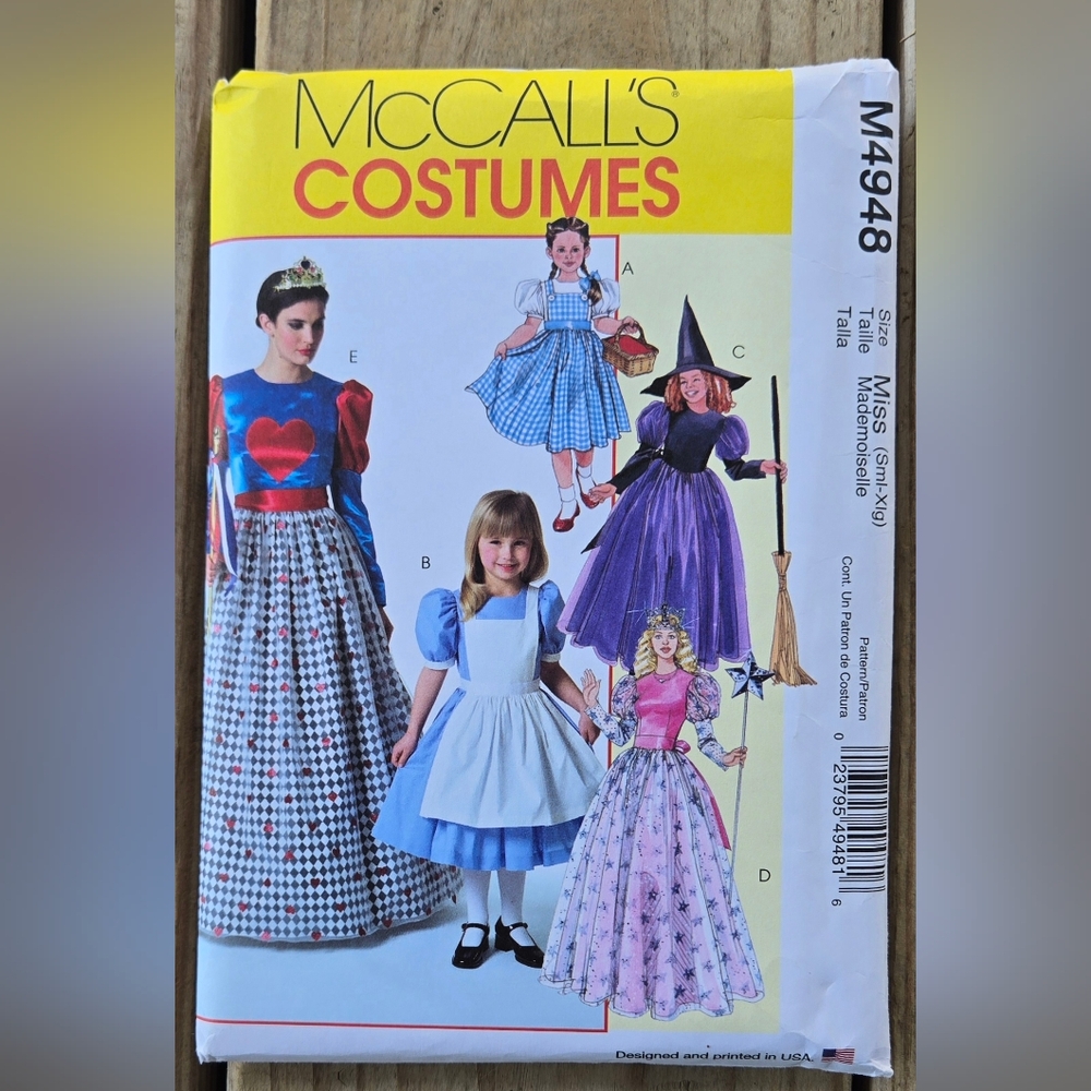McCalls M4948 Dorothy Wicked Witch Glinda Costume Sewing Pattern